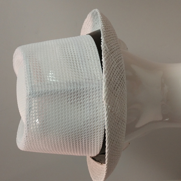 Unisex Mesh White Fedora Hat With Faux Leather Strap Buckle Boho Streetwear - Picture 6 of 14